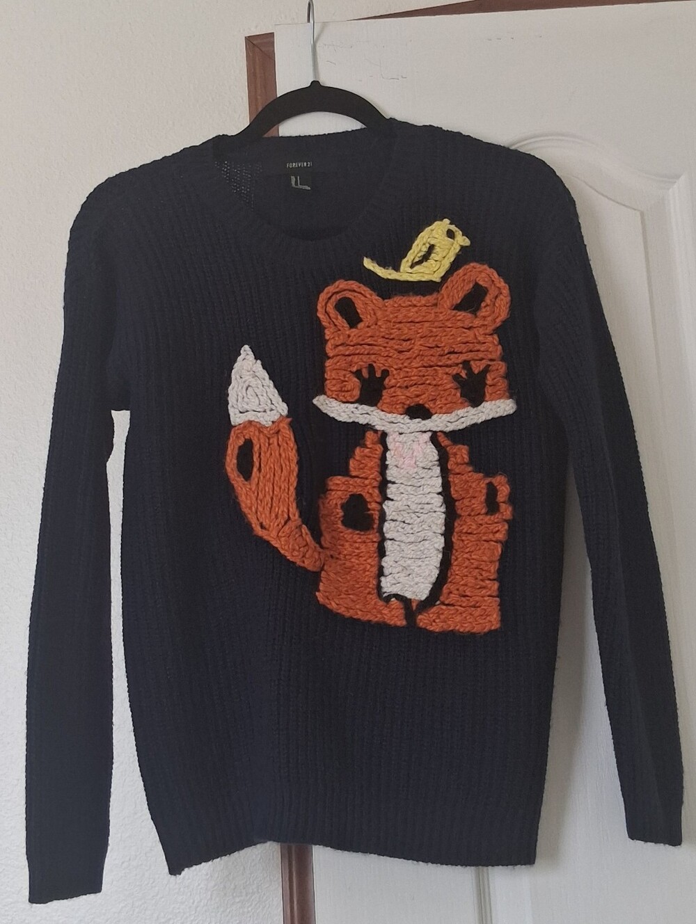 Forever 21 Knit Sweater Women SzS Graphic Crewneck Pullover Cozy Whimsygoth